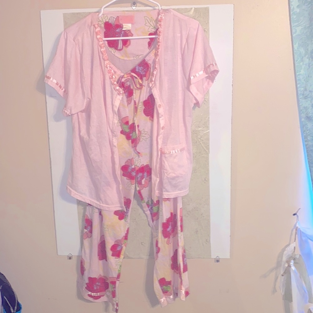 2/$12 Pink floral pajama set